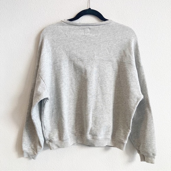 NSF Gray Pullover Sweatshirt Lace Up Neck  Cotton Crew Neck Frayed Neck  Small - Picture 2 of 7